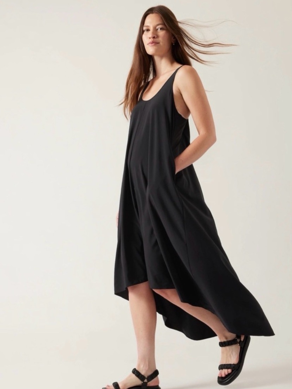 Athleta Black High-Low Sleeveless Maxi Dress